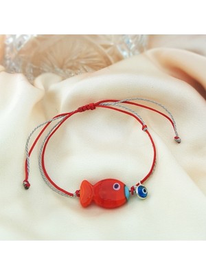 Vaoov 925 Ayar Gümüş El Yapımı Cam Balık Bileklik