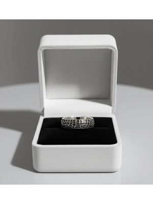 Ölçüsüz Erkek Gümüş Yüzük Organik Desenli Ayarlanabilir 925 Ayar Gümüş