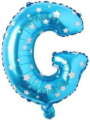 Nexa G Harfi 16 Inç Mavi Yıldızlı Renk Folyo Balon 36 cm (Mavi)