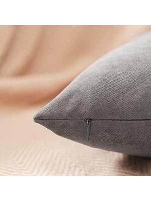 Nexa Ölçü Seçenekli 2'li Kırlent Kılıfı Dekoratif Düz Sade Kadife Dokulu Yapılabilir 50X50 cm Gri