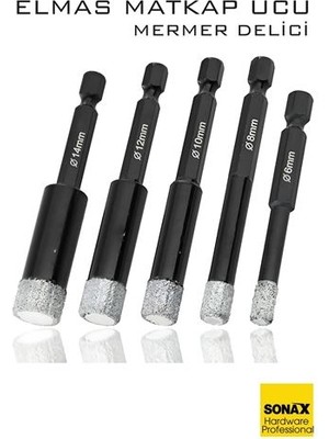 Nuveden Ieg™ Mermer Delme Elmas Matkap Ucu - 5'li Porselen Karo Seramik Taş Cam Granit Için Elmas Matkap