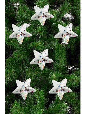 Zero Land Matrixzn 6 Adet Yıldız Yılbaşı Ağaç Süsü 6 cm - Beyaz