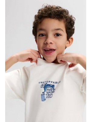 Nk Erkek Çocuk Start Tshirt 4-8 Yaş Ekru-Mavi