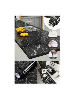 Aesco Siyah Mermer Desenli Yapışkanlı Tezgah Folyosu (3 Mt.x 60 Cm) - Lisinya