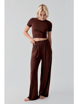 Artış Collection Kısa Kollu Crop Bol Paça Esnek Viskoz Pijama Takım 17216