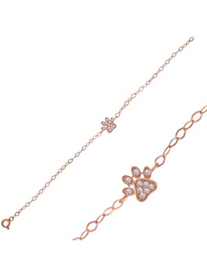 Tienda Elegante Gümüş Rose Kedi Patisi Kadın Bileklik