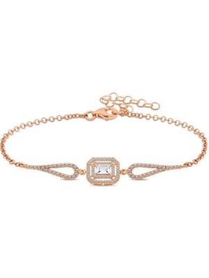 Tienda Elegante Gümüş Rose Dikdörtgen Baget Bileklik