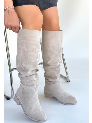 Aesco Winda Bej Süet Körüklü Çizme - Lisinya