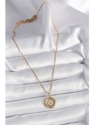 Aesco 316L Çelik Gold Renk Zincir Gold Altın Model Kadın Kolye - Lisinya