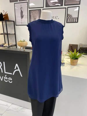 Qmash Prive Kısa Kol Şifon Detaylı Tunik