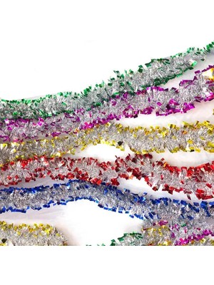 Aesco Mavi Gümüş Renk 4 cm Genişlik Garland Çift Renk Sim Süs 180 cm - Lisinya