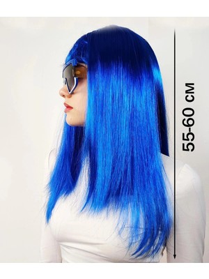Aesco Mavi Renk Uzun Parti Peruğu - Lisinya