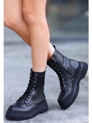 Aesco Roxan Siyah Cilt Bağcıklı Bot - Lisinya