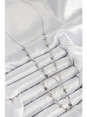 Aesco Pirinç Zirkon Taşlı Kalp Model Gümüş Renk Y Kolye - Lisinya