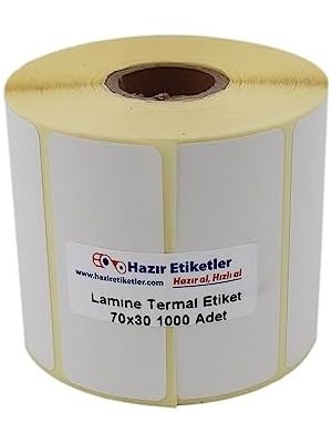 Nexa Lamine Termal Etiket 70MM x 30MM Ruloda 1000 Adet 40MM Çapında Direk Termal Transfer Etiketi