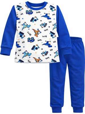 Remsa Erkek Çocuk Pamuklu Desenli Pijama Takımı 6068-06 Saks Mavi