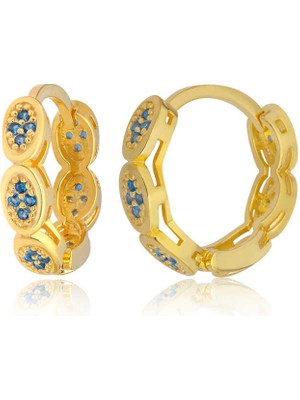 Tienda Elegante Gümüş Zirkon Taşlı Halka Kadın Küpe