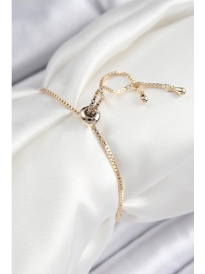 Aesco Pirinç Zirkon Taşlı Kutup Yıldızı Model Gold Renk Asansörlü Kadın Bileklik - Lisinya