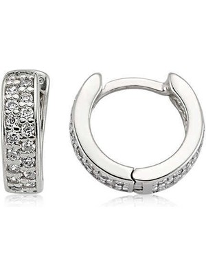 Tienda Elegante Gümüş Taşlı Halka Küpe