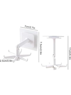 Liora Kendinden Yapışkanlı 360 Derece Dönen 6 Kancalı Askı, Düzenleyici, Kaşık Kepçe Organizer, Mutfak/banyo/ Için, Asma Raf (2 Adet)