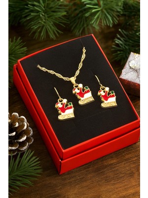 Zero Land Matrixzn Kızak Yılbaşı Kutulu Zincir Kolye Set - Kırmızı
