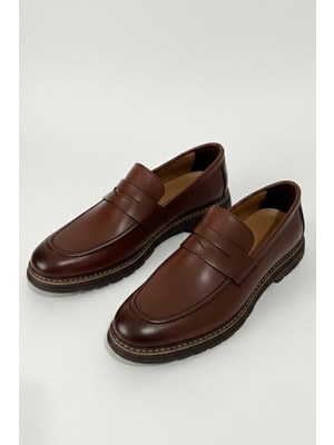 Lusive %100 Hakiki Deri Kahverengi Günlük Rahat Loafer Erkek Ayakkabı LUASS28AL0048