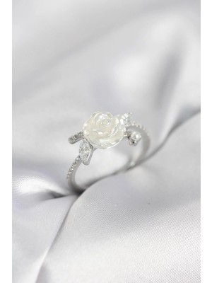 Prativas Gümüş Renk Gül Model Zirkon Taşlı Kadın Yüzük - PRT3500EB10518