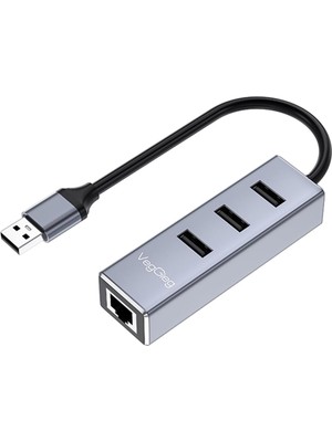 Nexa USB 2.0 To 100MBPS Ethernet Çevirici ve 3 Portlu USB Hub Çoklayıcı