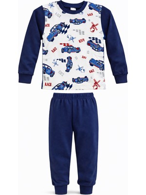 Remsa Erkek Çocuk Pamuklu Desenli Pijama Takımı 6068-15 Lacivert