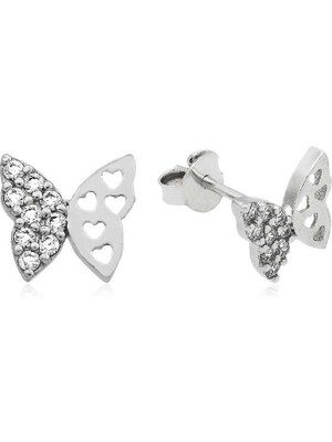 Fm Gümüş Çivili Kelebek Küpe