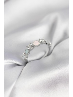 Prativas Gümüş Renk Minimal Plaka ve Zirkon Taşlı Kadın Yüzük - PRT3500EB10422