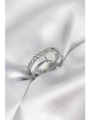 Prativas Minimal Queen Yazılı Gümüş Renk Pirinç Kadın Yüzük - PRT3500EB10545