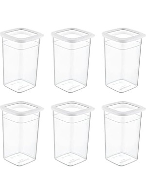 Liora 6'lı Set Skali Kare Saklama Kabı Beyaz 1440 ml
