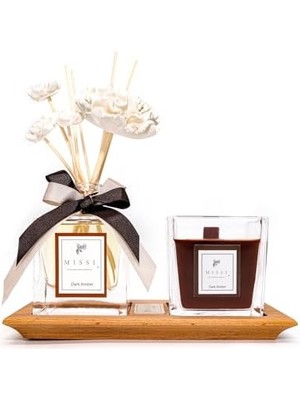 Nexa Masif Ahşap Tepsili Vıp Dark Oda Kokusu ve Mum Seti