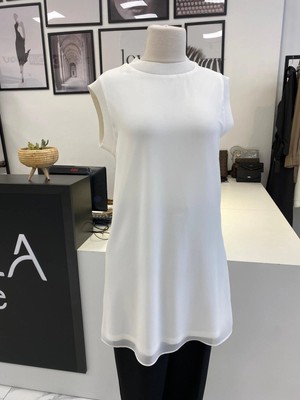 Qmash Prive Kısa Kol Şifon Detaylı Tunik