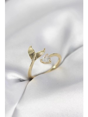 Prativas Balık Kuyruğu Model Gold Renk Zirkon Taşlı Kadın Yüzük - PRT3500EB10584