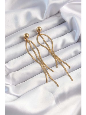 Aesco 316L Çelik Altın Renk Italyan Model Topçuk Küpe - Lisinya