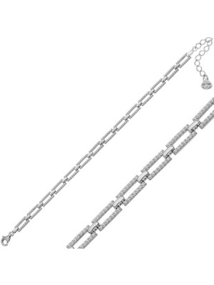 Tienda Elegante Gümüş Kare Taşlı Kadın Bileklik