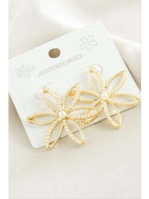 Zero Land Matrixzn Çiçek Inci Metal Küpe - Sarı