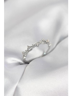 Prativas Zirkon Taşlı Pirinç Gümüş Renk Kadın Yüzük - PRT3500EB10591