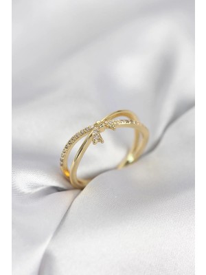 Prativas Gold Renk Zirkon Taşlı Fiyonk Model Kadın Yüzük - PRT3500EB10489