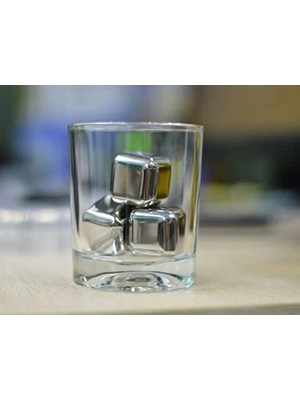 Aesco 4'lü Çelik Metal Kaplama Viski Taşı Soğutma Buz Küpü - Lisinya