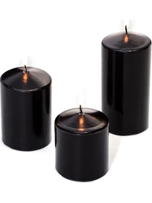 Nexa 3'lü Siyah Silindir Mum Seti (5,5 cm -7,5 Cm-10 Cm)