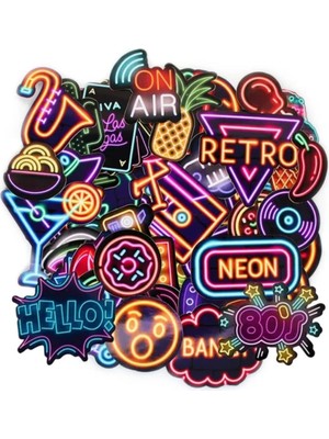 Nexa Neon Seti, Laptop ve Kask Çıkartması, Ajanda, Bullet Journal, Retro ve Temalı Notebook Kaplama