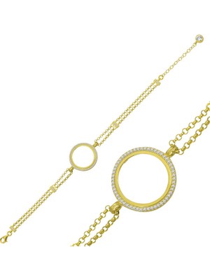 Tienda Elegante Gümüş Çeyrek Takılabilen Altın Kaplama Kadın Bileklik