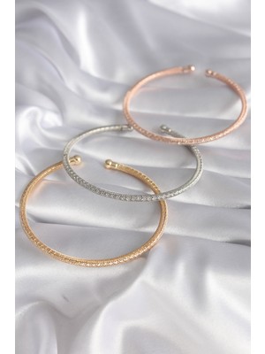 Aesco Pirinç Mix Renk Hasır Model Zirkon Taş Detay Kadın Bileklik Seti - Lisinya