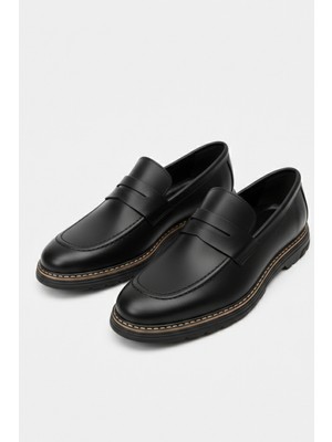 Lusive %100 Hakiki Deri Siyah Günlük Rahat Loafer Erkek Ayakkabı LUASS28AL0048