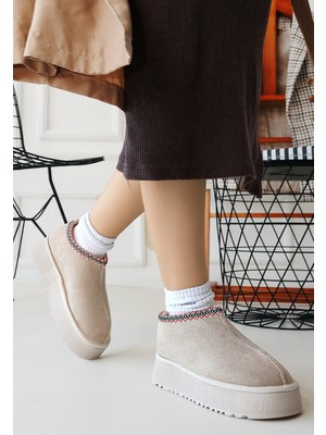 Aesco Foyk Bej Süet Bot - Lisinya