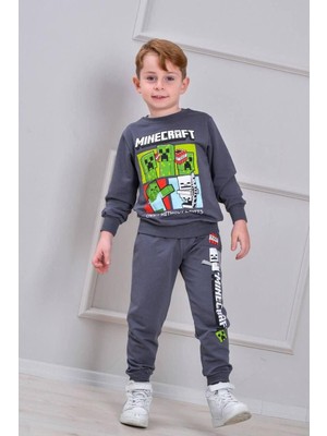 Cg Kids Minecraft Erkek Çocuk 2 Iplik Alt Üst Takım Süper Kalite Kumaş Eşofman Detay