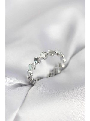 Prativas Gümüş Renk Sedefli Yonca Model Kadın Yüzük - PRT3500EB10484